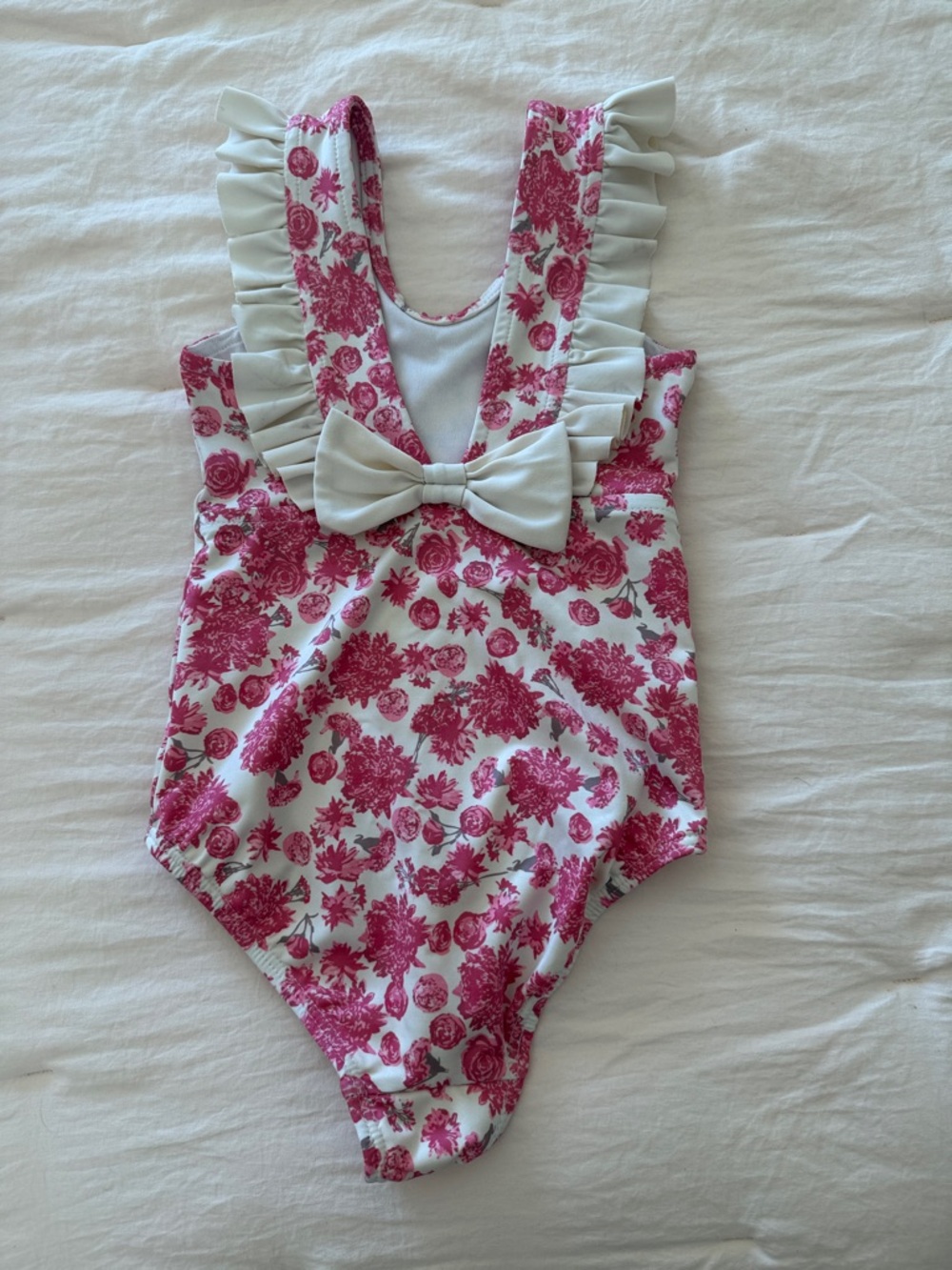 Albion Girls Floral One-Piece Swimsuit in Pink & White - Picture 3 of 3